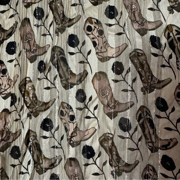 Sandro Western Cowboy Boot Print Silk Midi Dress - Picture 6 of 12